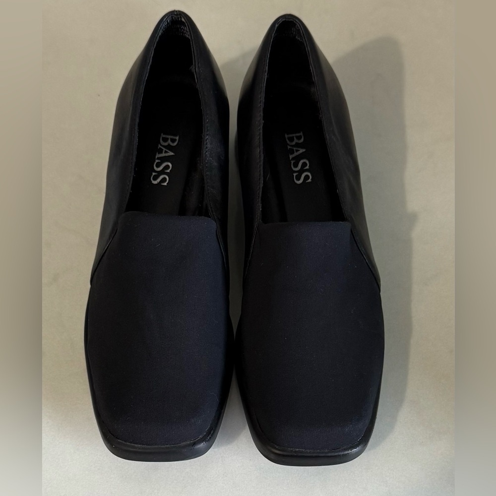 Bass Women's Classic Noreen Black Leather & Fabric Black Comfortable Slip-ons 5